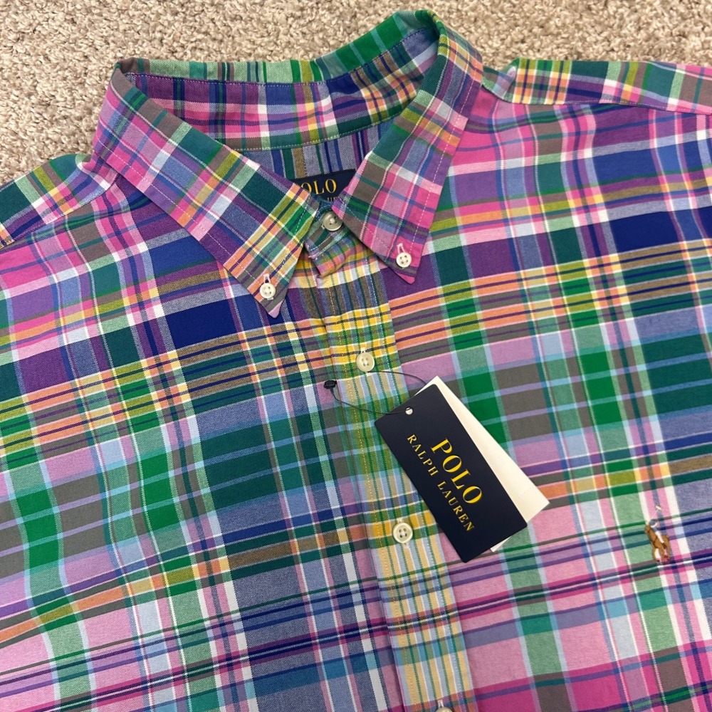 NWT Polo Ralph Lauren Plaid Oxford Shirt Men Size 2XLT Button Down Color Pony